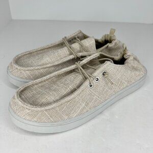 Solemates Womens Beige Canvas Solid Round Toe Low Top Slip On Size 11 Loafers